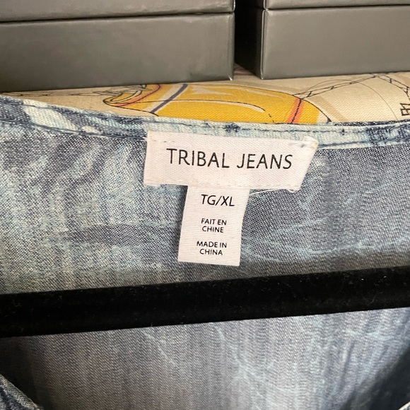 Tribal Jeans Smocked Printed Blouse - Picture 3 of 7